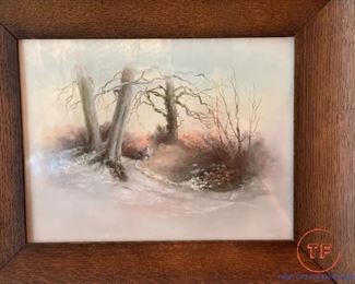 Original Watercolor in Primitive Wood Frame