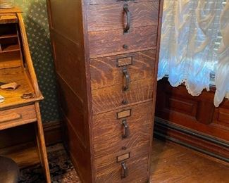 Antique Tiger Oak Filing Cabinet