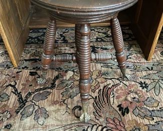 Antique Ball and Claw Foot Piano Stool