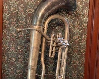 Antique C.G. CONN Elkhart Silverplate Baritone with Case