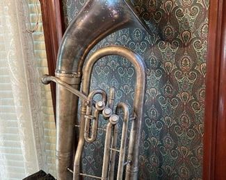 Antique C.G. CONN Elkhart Silverplate Baritone with Case