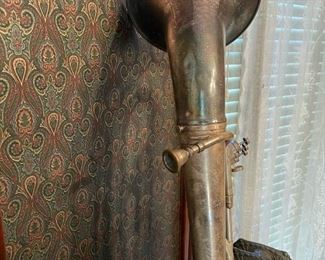 Antique C.G. CONN Elkhart Silverplate Baritone with Case