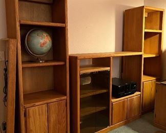 Oak Entertainment Unit (has Light Bridge) or Individual Book Cases and Media Center