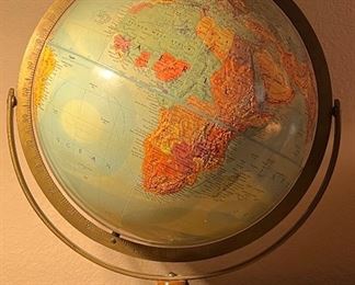 Vtg Reploggle Globe Stereo Relief Globe. 12" Dia. Gustav Brueckmann, Cartographer. Contoured Raised Mountains