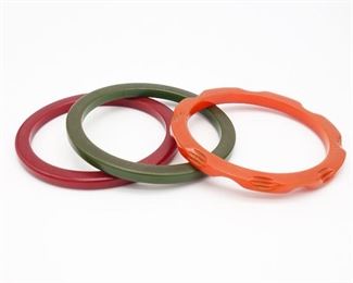 Vintage Group 3 Orange Green Red Bakelite Bangle Bracelets
