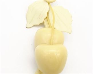 Vintage 1930s Celluloid Cherry Bunch Brooch Pin