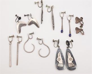 Vintage Mid Century Modern Sterling Silver Earrings