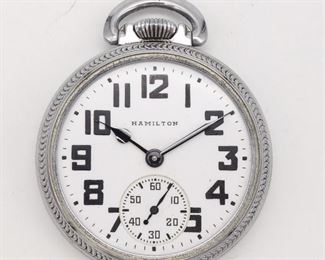 Vintage 1946 Hamilton RR Railroad 992B 21J Open Face Pocket Watch