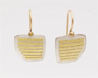 Vintage Pair Lisa Ceccorulli Sterling Silver 14K 22K Gold Dangle Earrings