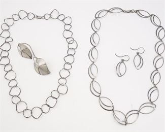 Vintage Lot Sterling Silver 2 Necklaces and 2 Dangle Earrings