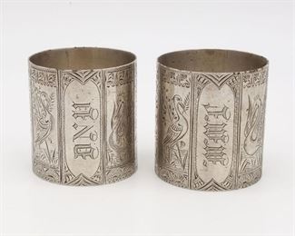 Antique Aesthetic Design Sterling Silver Napkin Rings