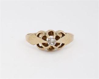 Antique c1900 14K Gold Diamond Ring Size 5.75