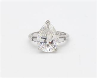 Vintage 14K White Gold Pear Cut Jeweled Ring Size 6.25