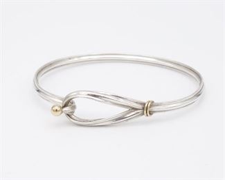 Vintage Tiffany Sterling Silver 18K Yellow Gold Swirl Hook Bracelet