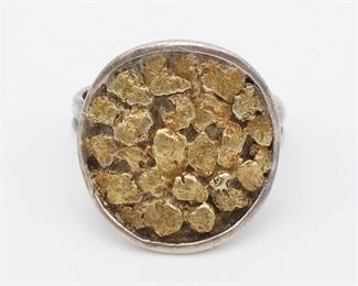 Vintage Sterling Silver Gold Ring Size 5.5