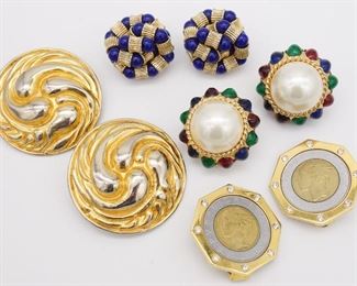 Vintage Lot of 4 Earrings incl Gripoix Ciner Edouard Rambaud