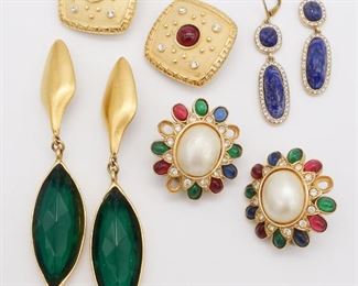 Vintage Lot of 4 Earrings incl Gripoix, Ciner, Lapis Dangle