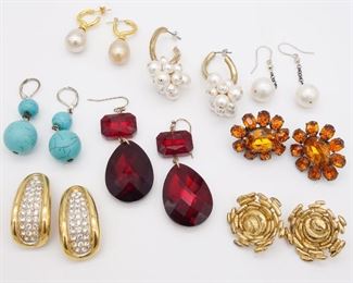 Vintage Lot of 8 Earrings incl Coro St John MMA Swarovski Turquoise Pearl