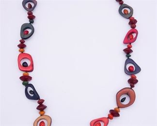 Vintage Unusual Dyed Seed Mid Century Single Strand Necklace