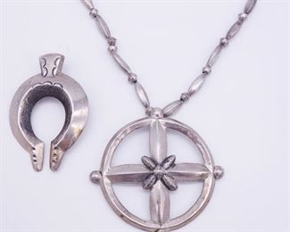 Vintage Native American Pawn Sterling Silver Beaded Necklace w Interchangeable Pendants