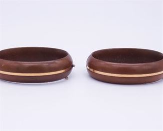 Antique Victorian Pair 14K Gold Band Composition Hinged Bracelets