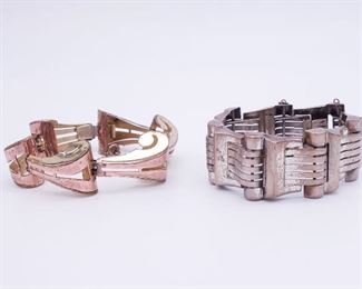 Vintage Bracelets Sterling Silver Marcel Boucher Parisina & Retro Rose Gold GP