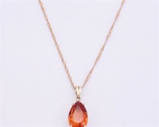 Vintage 14K Gold Citrine Pendant Necklace