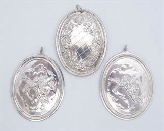 Vintage 1970s Group of 3 Sterling Silver Christmas Ornaments incl Oneida and Towle