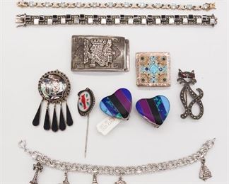 Vintage Lot Sterling Silver Jewelry incl Mexican and Native American Pawn