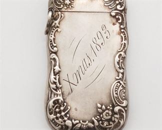 Antique Christmas of 1893 Sterling Silver Engraved Match Safe Holder