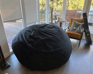 Large black suede love sac