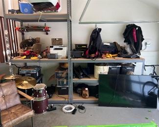 1 chair and set of drums with tv are for sale not other items in the picture 