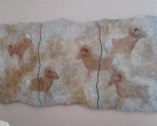 Metal Wall-Art, Segmented & Raised Images, 72" X 36"       (3-Separate Sections)  Artist Signed