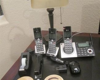Various Telephone Systems, Desk Lamp, Office Supplies & Coaster Sets