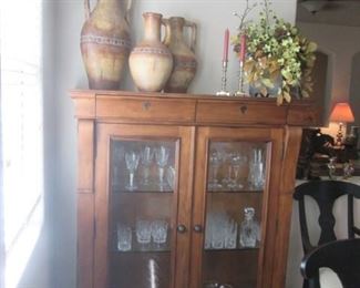 Cabinet, 53" X 18" X 60" High + Pottery Decor