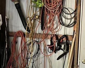 Extension Cords, Leaf Blower and Hedge Trimmer.