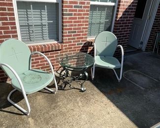 Metal Patio Chairs, Glass Top table #2