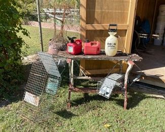 Live Animal Traps, Heavy Metal Table Base, Gas Cans