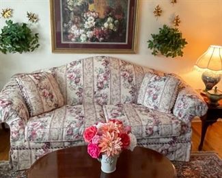 Floral sofa : 90"w 36"d 40"t                                                                         $250.00
