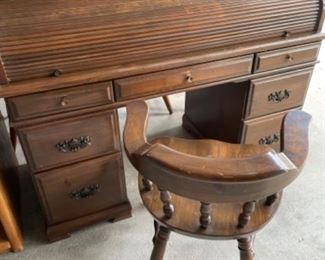 Roll Top Desk #2 : 53” w 24.5”d 44.5” t
$150.00 w chair