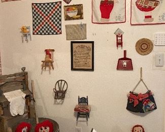 quilt squares, decor, child's wood ironing board