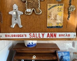 vintage Sally Ann Bread store push-bar advertising, etc