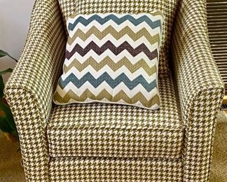 Pair of New Club Chairs manufactured by Fusion Furniture in Houndstooth Upholstery.