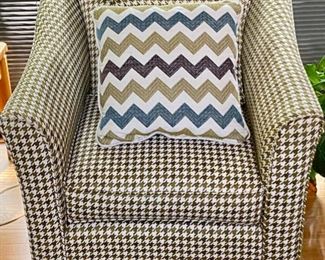 Pair of New Club Chairs manufactured by Fusion Furniture in Houndstooth Upholstery.