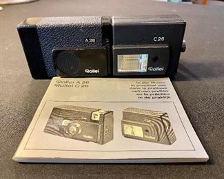 Rollei A26 C26 Camera with Zeiss Lens and Flash with Case and Instruction Book/Manual.  Vintage Film Camera.