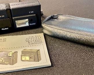 Rollei A26 C26 Camera with Zeiss Lens and Flash with Case and Instruction Book/Manual.  Vintage Film Camera.