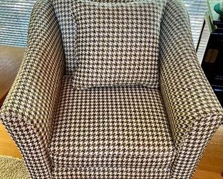 Pair of New Club Chairs manufactured by Fusion Furniture in Houndstooth Upholstery.