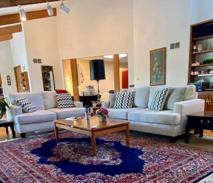 Beautiful Mid-Century Home in Indian Head Park.  The Sofa and Loveseat are less than 1 year old in great condition by Fusion Furniture, Made in USA.  Pictured with the Sofa is a Mid-Century Modern Coffee Table and beautiful rug.