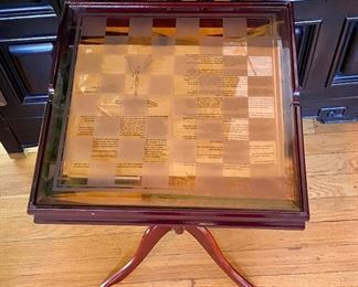 Chess, Checkers and Backgammon Table with Glass Chessboard