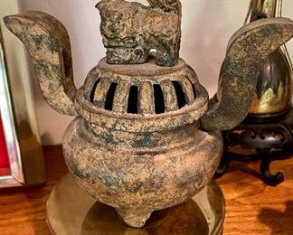 This is an interesting piece. Vintage Cast Iron Foo Dog Incense burner from Indonesia.